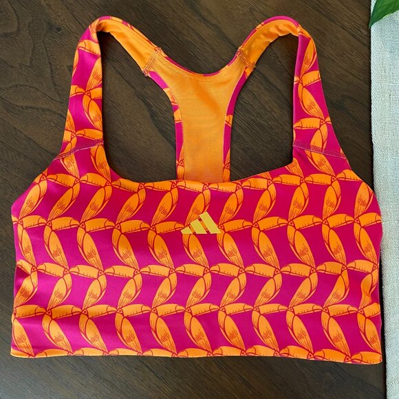 Farm Rio Adidas Colab Racerback Farm Bra Training Entrenamiento Orange Pink S - Picture 1 of 13